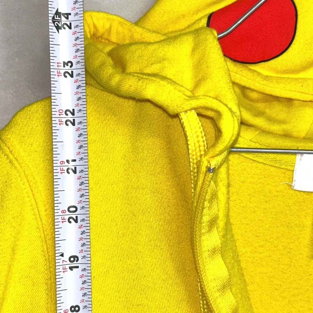 Pokemon Pikachu Full Zip Hoodie Ears Tail Cosplay Yellow Small